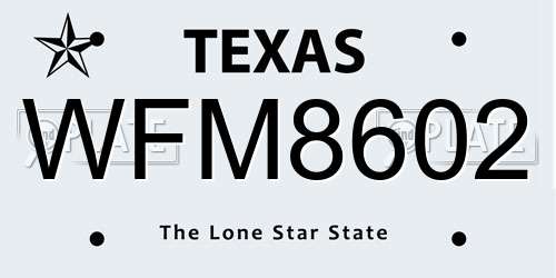 WFM8602 Texas License Plate