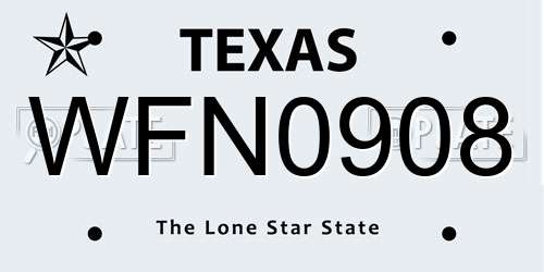 WFN0908 Texas License Plate