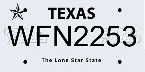 WFN2253 Texas License Plate