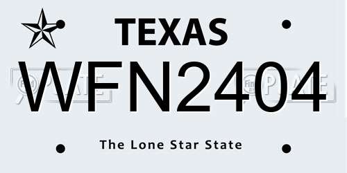 WFN2404 Texas License Plate