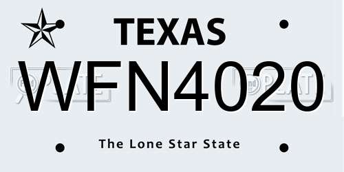WFN4020 Texas License Plate