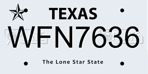 WFN7636 Texas License Plate