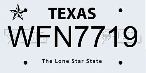 WFN7719 Texas License Plate