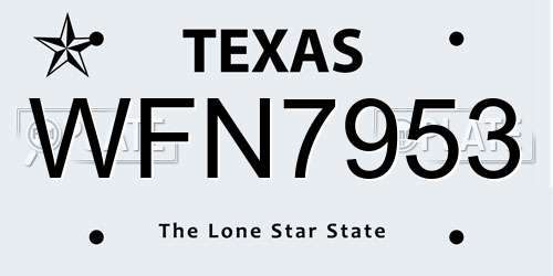 WFN7953 Texas License Plate