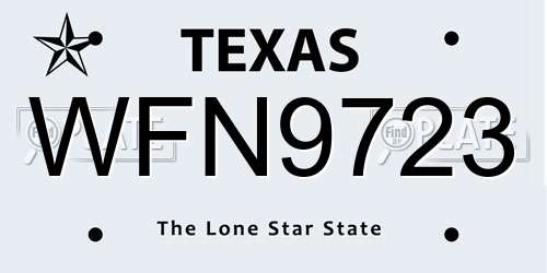WFN9723 Texas License Plate