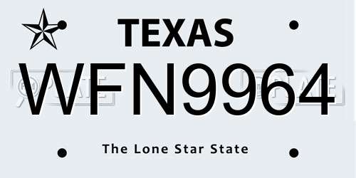 WFN9964 Texas License Plate