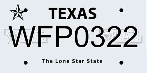 WFP0322 Texas License Plate