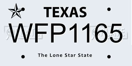 WFP1165 Texas License Plate
