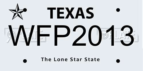 WFP2013 Texas License Plate