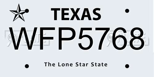 WFP5768 Texas License Plate