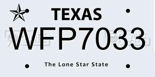 WFP7033 Texas License Plate