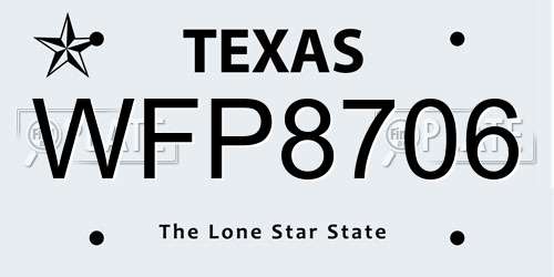 WFP8706 Texas License Plate