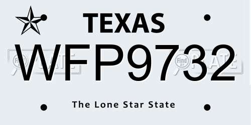 WFP9732 Texas License Plate