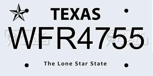WFR4755 Texas License Plate