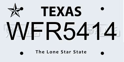WFR5414 Texas License Plate