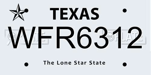 WFR6312 Texas License Plate
