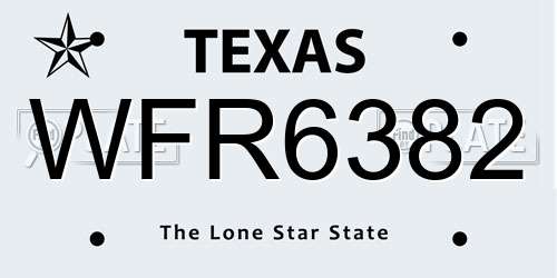WFR6382 Texas License Plate