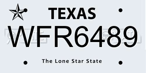 WFR6489 Texas License Plate