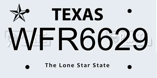 WFR6629 Texas License Plate