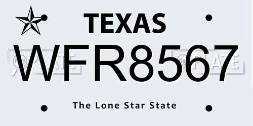 WFR8567 Texas License Plate