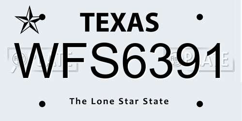 WFS6391 Texas License Plate