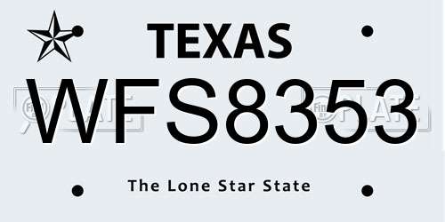 WFS8353 Texas License Plate