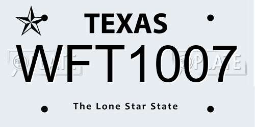 WFT1007 Texas License Plate