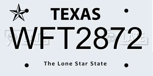 WFT2872 Texas License Plate