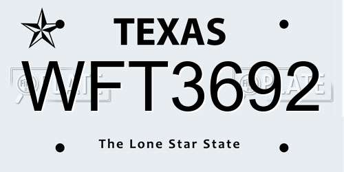 WFT3692 Texas License Plate