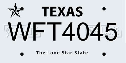 WFT4045 Texas License Plate