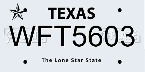 WFT5603 Texas License Plate