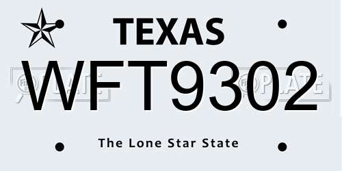 WFT9302 Texas License Plate