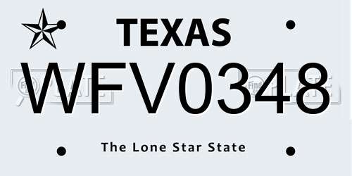 WFV0348 Texas License Plate