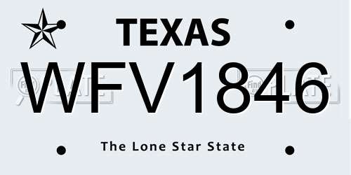 WFV1846 Texas License Plate