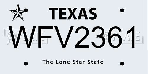 WFV2361 Texas License Plate