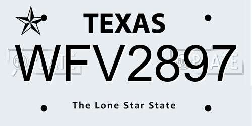 WFV2897 Texas License Plate