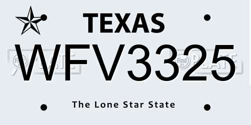 WFV3325 Texas License Plate