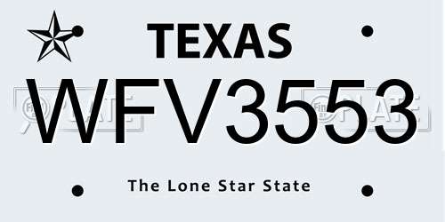 WFV3553 Texas License Plate