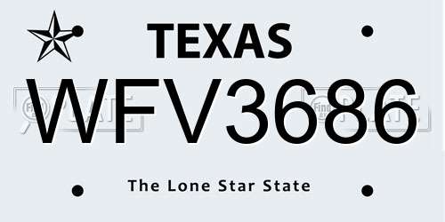 WFV3686 Texas License Plate