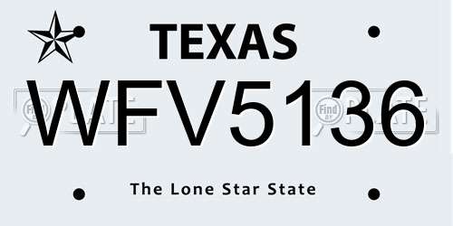 WFV5136 Texas License Plate