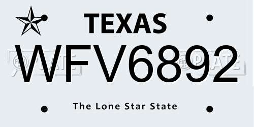 WFV6892 Texas License Plate