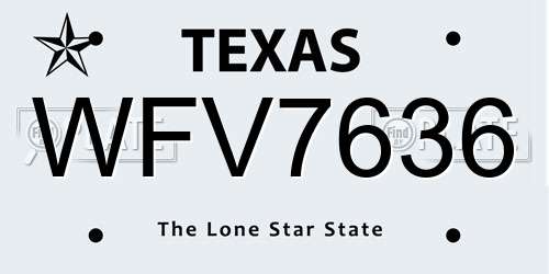WFV7636 Texas License Plate