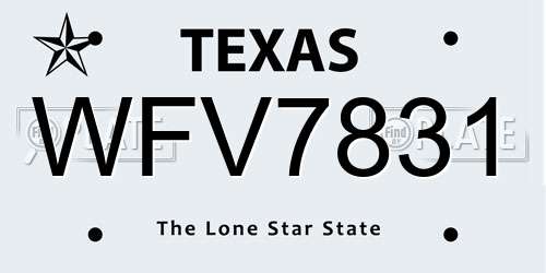 WFV7831 Texas License Plate