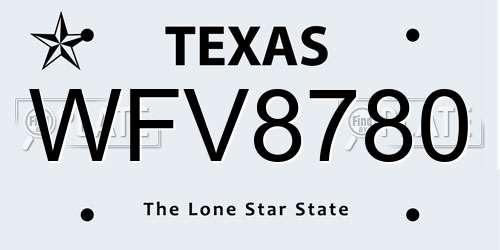 WFV8780 Texas License Plate