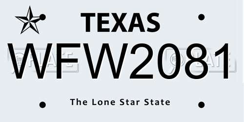 WFW2081 Texas License Plate