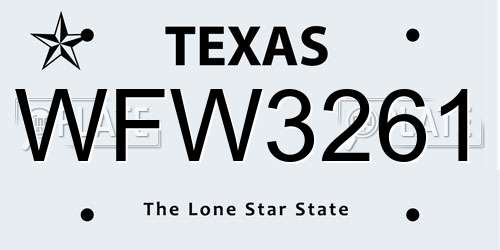 WFW3261 Texas License Plate