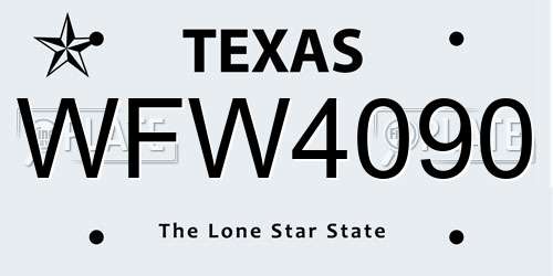 WFW4090 Texas License Plate