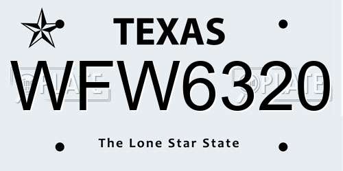 WFW6320 Texas License Plate