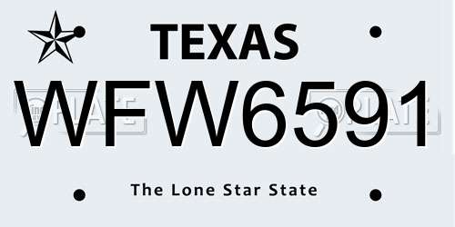 WFW6591 Texas License Plate
