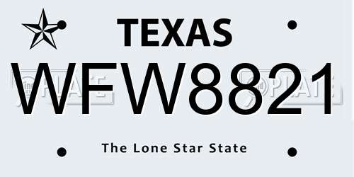 WFW8821 Texas License Plate